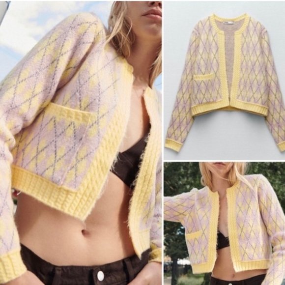 NWT ZARA METALLIC KNIT CARDIGAN. SZ M - Picture 1 of 4